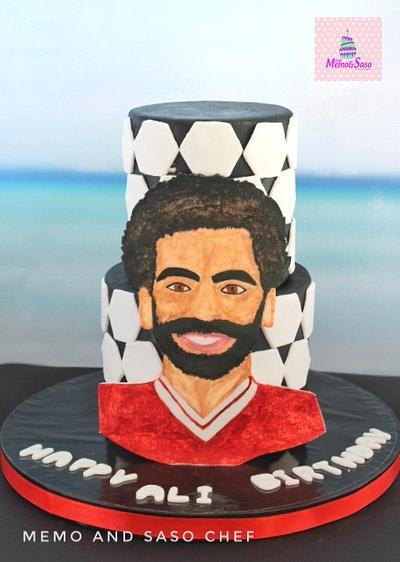Mohamed Salah free hand painting cake⚽ - Cake by Mero Wageeh