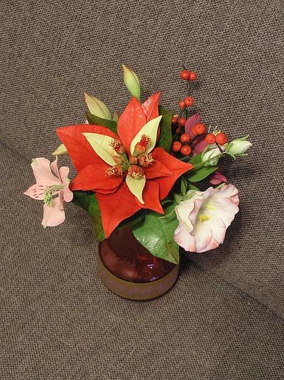 Poinsettia and other flowers - Cake by Anka