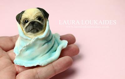 Tiny Fondant Pug - Cake by Laura Loukaides