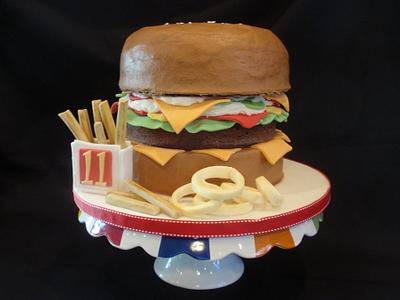 Hamburger, Fries, and Onionrings! - Cake by jan14grands