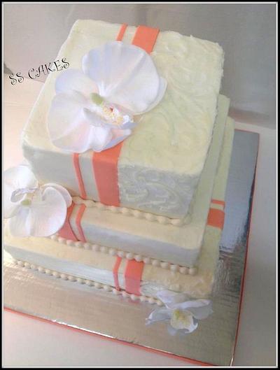 Orchids & Coral - Cake by Stephanie