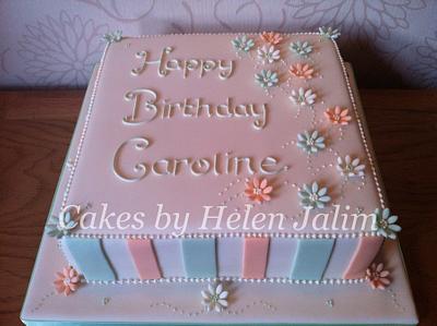 stripes and flowers - Cake by helen Jane Cake Design 