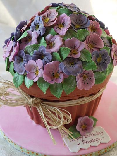 Giant Cupcake Violet Plant Pot - Cake by Scrummy Mummy's Cakes