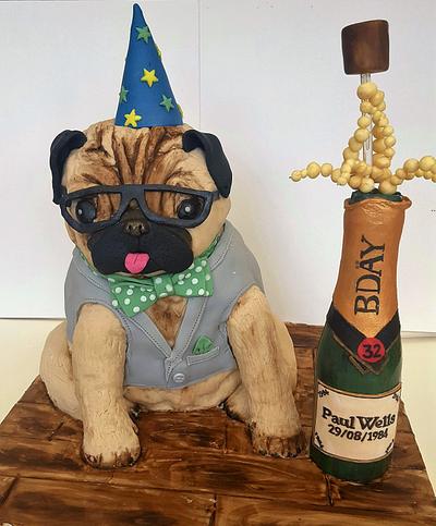 Customised Cake for a Pug And champagne Lover - Cake by Nimi