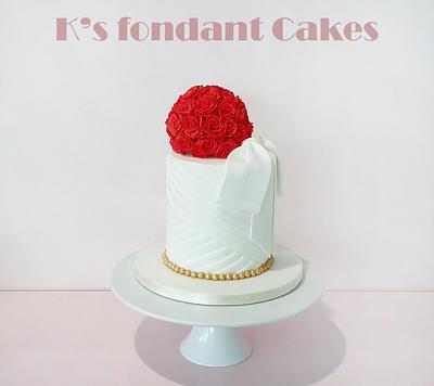 White Wedding Big Bows - Cake by K's fondant Cakes