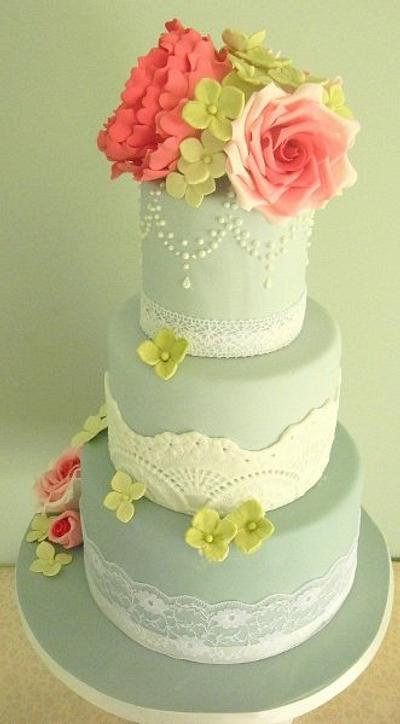 Roses and peony - Cake by onceuponatimecakes