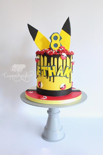 Pokemon themed ganache drip cake  - Cake by Kaylu