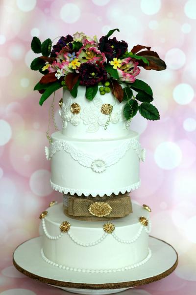Vintage floral wedding cake - Cake by Anand
