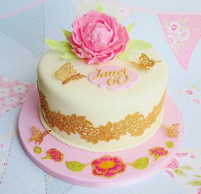 Peony Cake - Cake by janicingcloud