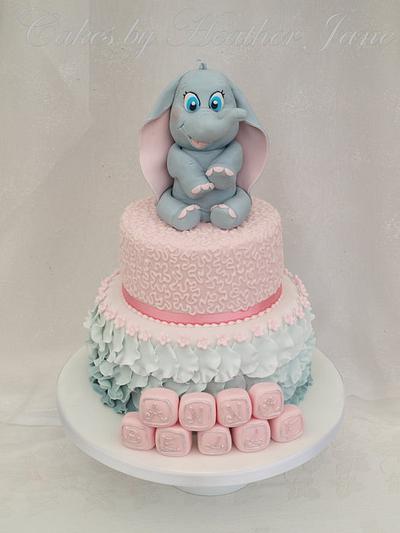 Baby Dumbo Christening Cake - Cake by Cakes By Heather Jane