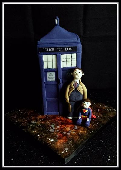 The Tardis, The Dr & Superman  - Cake by The Sweetpea Kitchen 