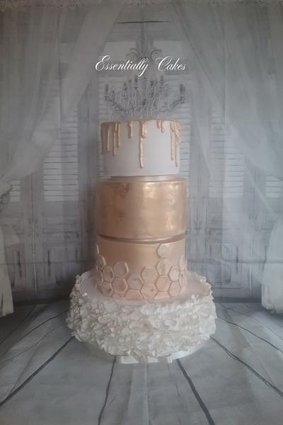 Golden Geometric wedding  - Cake by Essentially Cakes