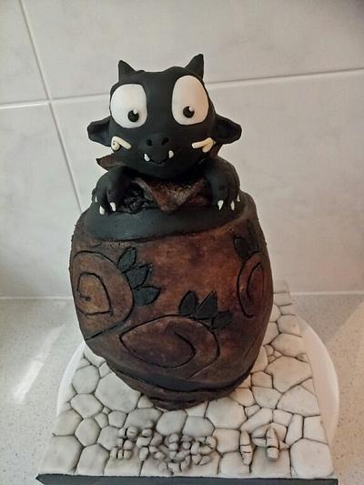Baby Grougaloragran hatching from its dofus, cake  - Cake by Jewels Cakes
