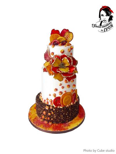 Cake with a flower of candied fruit - Cake by Ivon