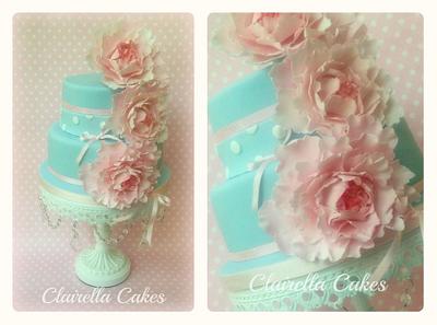 Polka Dots & Peonies - Cake by Clairella Cakes 