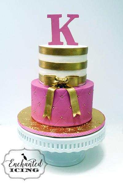 Pink and gold birthday - Cake by Enchanted Icing