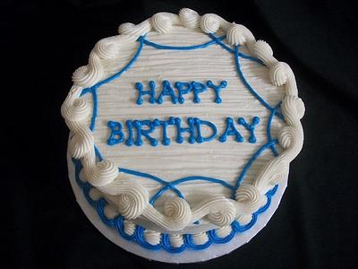 Simple Blue and White Birthday Cake - Cake by caymancake