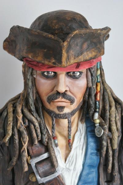 Sugar Pirates - Jack Sparrow sculpted cake  - Cake by Nicola Gerrans 