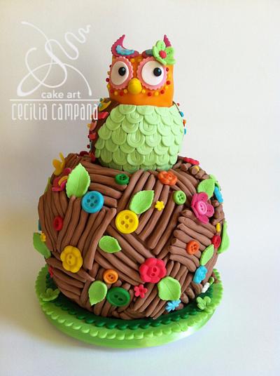 Button owl - Cake by Cecilia Campana