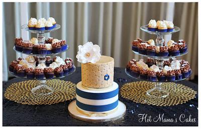 Gold and Navy Wedding  - Cake by Hot Mama's Cakes