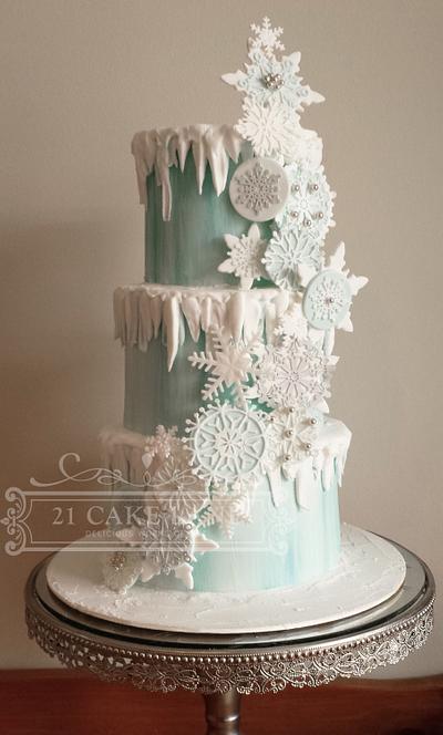 Frozen Snowflake Cascade - Cake by 21 Cake Lane