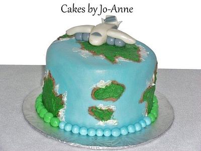 Trip Around the World - Globe and Airplane - Cake by Cakes by Jo-Anne