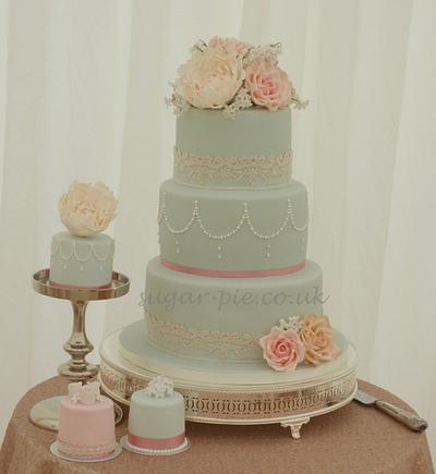 Grey peony & rose cake - Cake by Sugar-pie