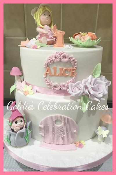 Fairies and flowers 1st birthday  cake  - Cake by Goldie's Celebration Cakes
