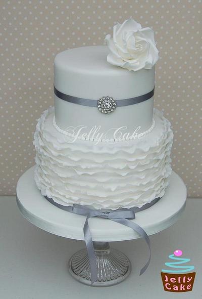 Frills Silver Wedding Cake - Cake by JellyCake - Trudy Mitchell