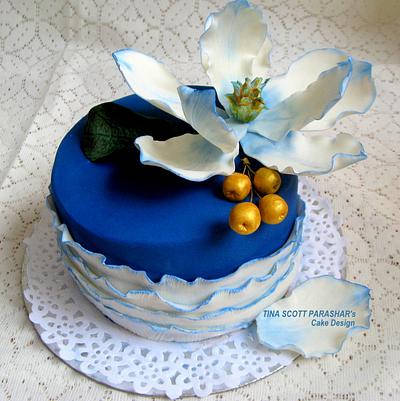 Blue Magnolia - Cake by Tina Scott Parashar's Cake Design