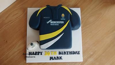 Worcester Warriors rugby shirt x - Cake by Kerri's Cakes