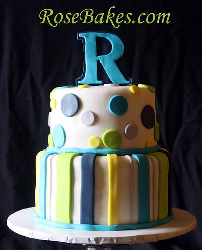 Bold Stripes & Dots Baby Shower Cake - Cake by Rose Atwater