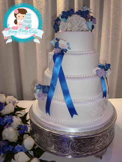 Blue Hydrangea Wedding Cake - Cake by Rachel Taylor (Peony Pantry Cakes)