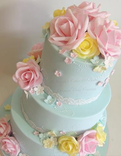 Pink, yellow and blue - Cake by Shereen