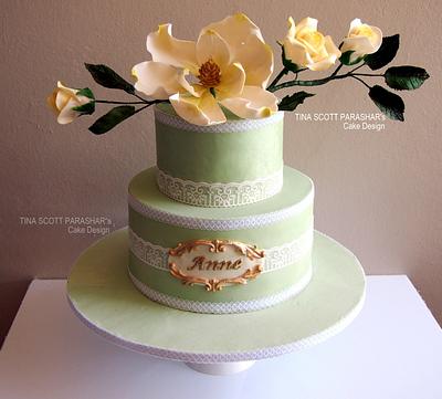 Roses and Magnolia - Cake by Tina Scott Parashar's Cake Design