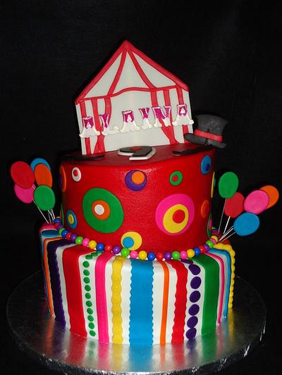 Carnival Theme Topsy Turvy - Cake by Kim Leatherwood