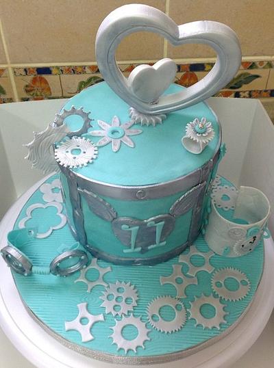 11th Wedding Anniversary Steampunk Inspired Cake - Cake by MariaStubbs