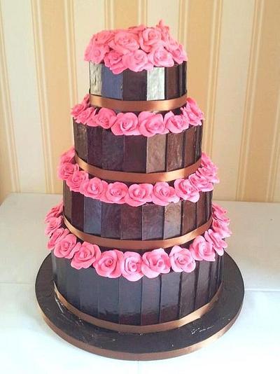 Chocolate Panel Layered Wedding Cake - Cake by CakeBakes