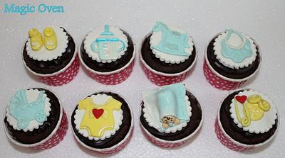 Cupcakes for a baby boy - Cake by  Veena Aravind