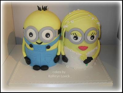 bride and groom minions - Cake by kathryn lovick