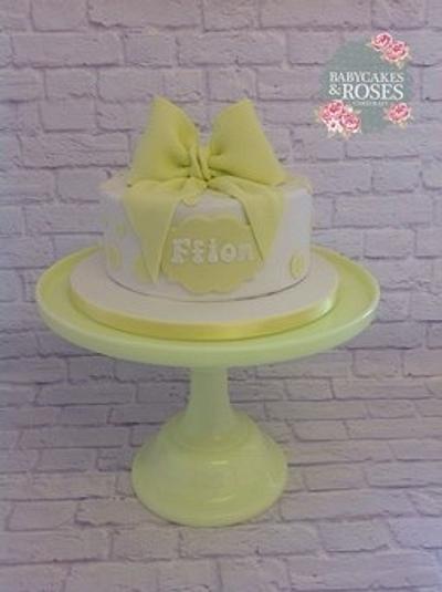 Large Lemon & Pink Bow & spots cakes made for Twins - Cake by Babycakes & Roses Cakecraft