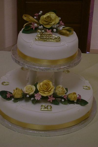 Golden wedding cake - Cake by Beverley Childs