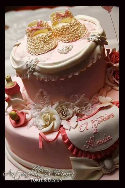 Romantic christening cake for our cousin Alessia - Cake by Antonella Di Maria