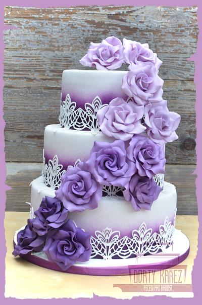 Wedding cake in purple - Cake by Lenka Budinova - Dorty Karez
