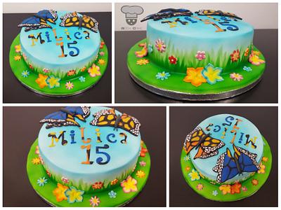 Butterflies and flowers - Cake by Geek Cake