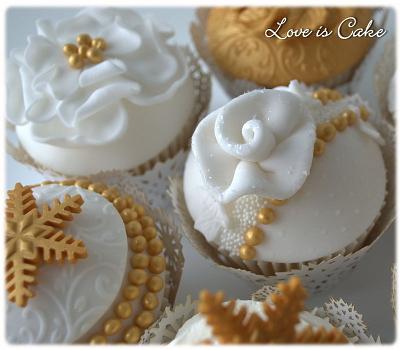 Winter Gold Wedding Cupcakes featured in Cake Central magazine - Cake by Helen Geraghty