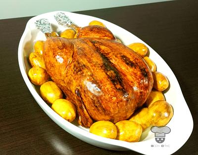 Roasted Chicken for Dinner - Cake by Geek Cake
