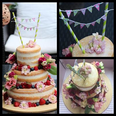 Naked cake with fresh & edible flowers - Cake by Denisa O'Shea