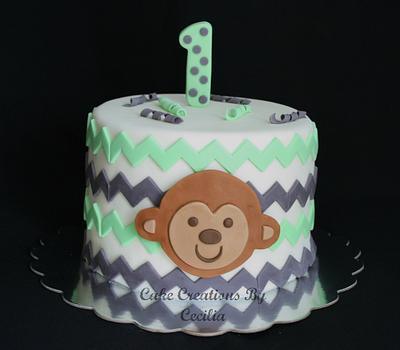 Chevron Monkey Cake - Cake by CakeCreationsCecilia