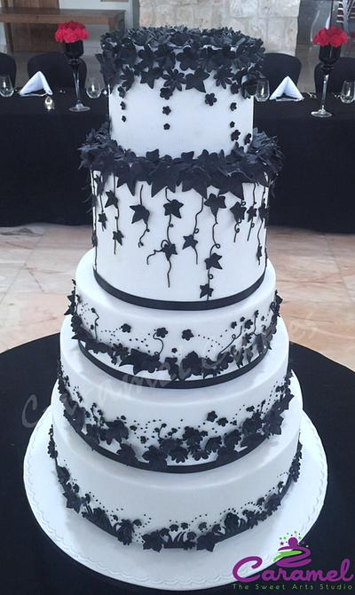 Black N White Wedding Cake - Cake by Caramel Doha